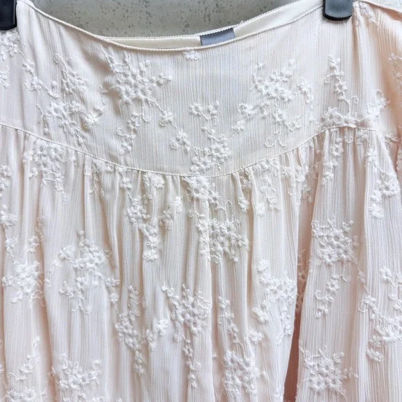 Liz Claiborne Collection 14 NWT Beige Floral Embroidered Boho Summer Long Skirt - Picture 5 of 13